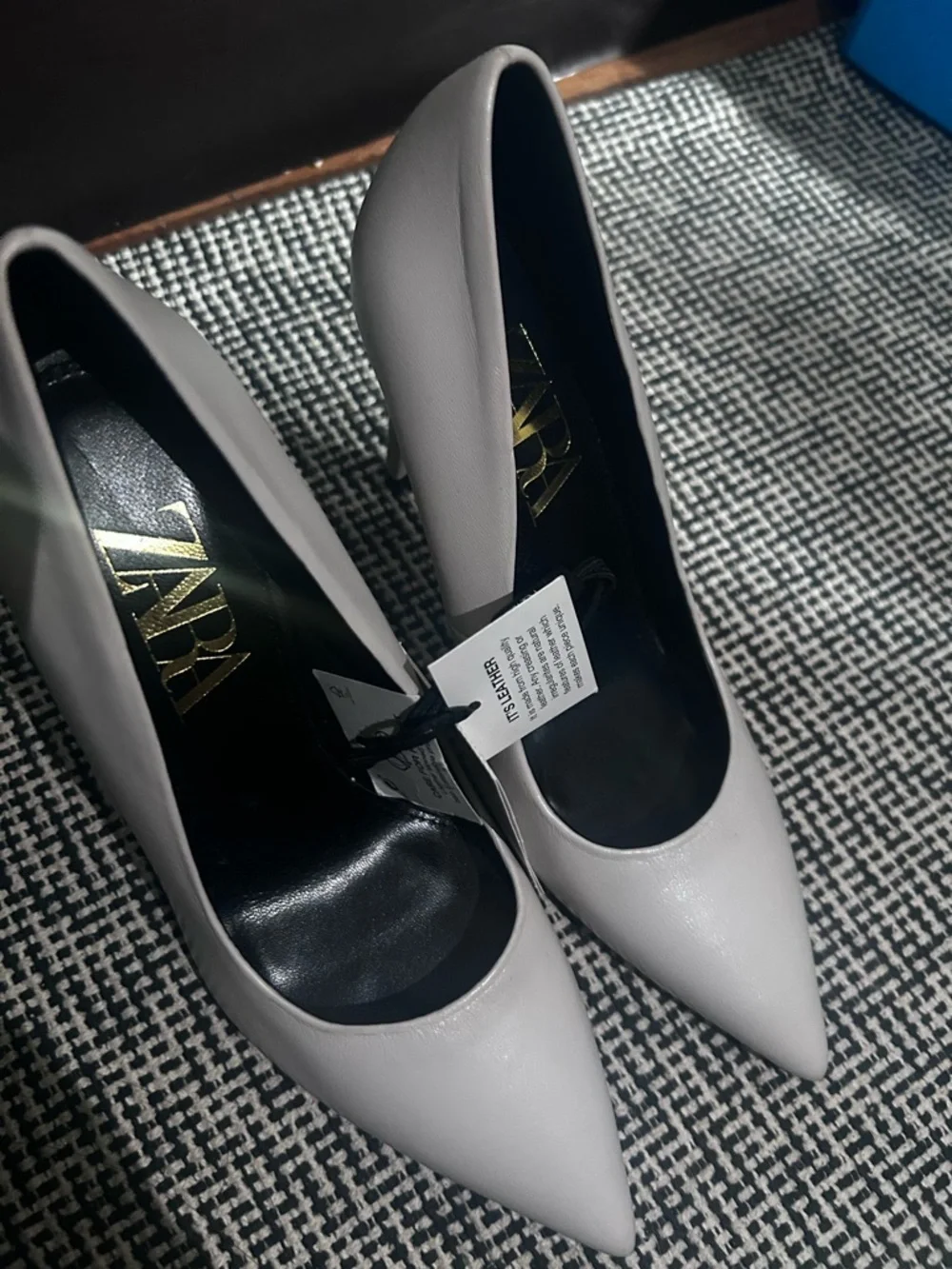 Zara Pale Gray Pointed Stiletto Heels - Picture 3 of 7